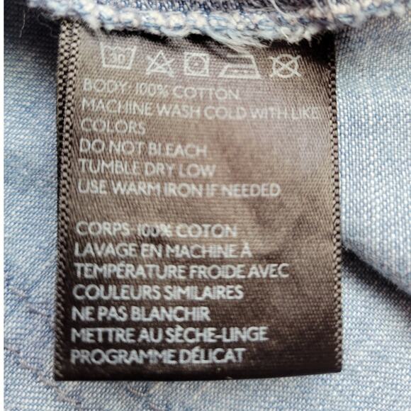 Snap Front Western Country Coastal Cowgirl Long Sleeve Denim Shirt-‎ size XS - Picture 7 of 7